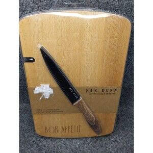 Rae Dunn BON APPETIT Cutting Board & Knife Set 11.3" X 7.7" Board 5" Knife New